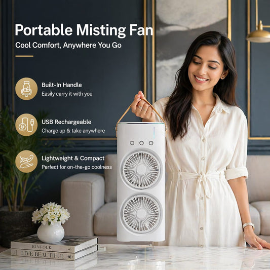 Mini Air Cooler with Mist & LED | Portable Cooling Fan