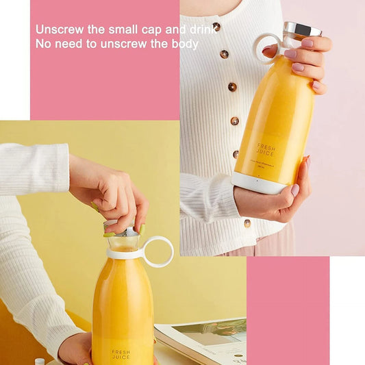 Blender Portable Juicer For Smoothie Juice Vegetable Shakes With 6 Blades Wireless Charging Mini Personal Size Mixer Bottle Grinder 420 Ml Multicolor