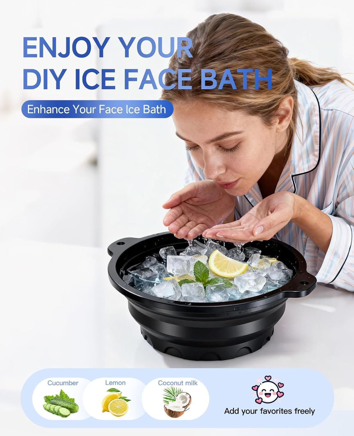 Collapsible Face Tub for Ice Bath, Facial Ice Plunge Bowl, Ice Water Facials at Home