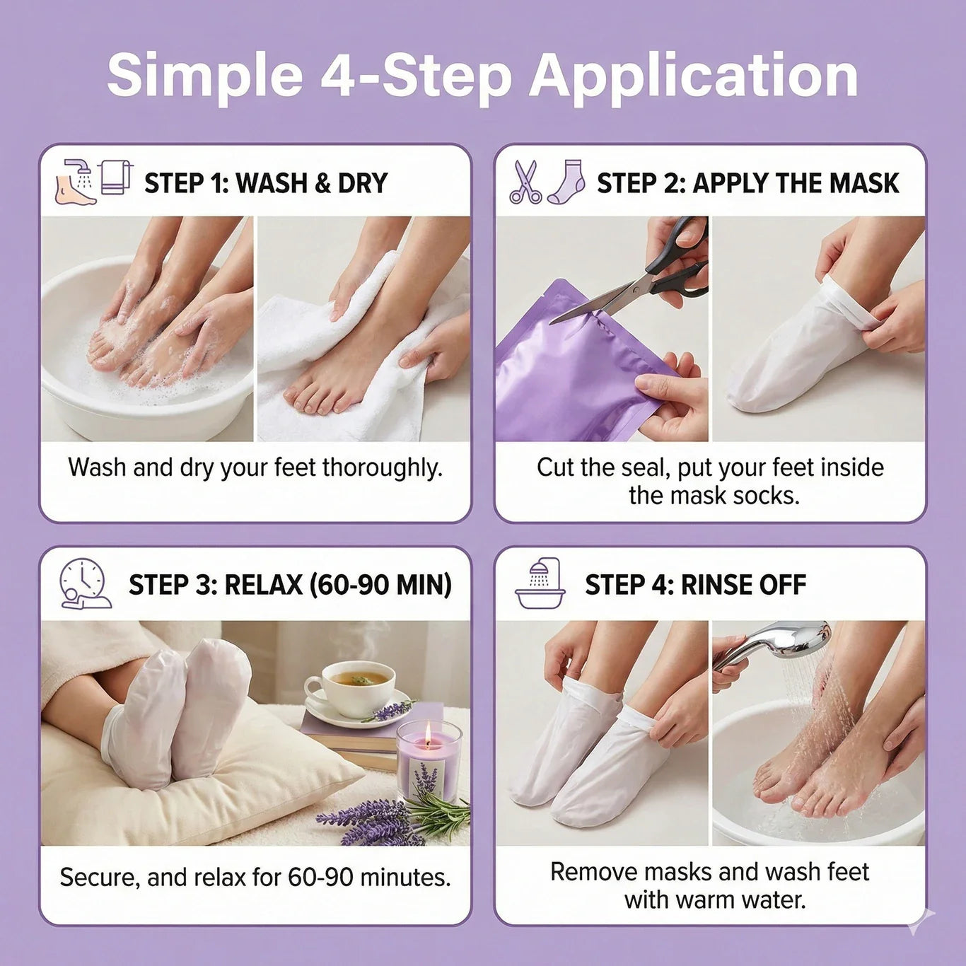 Sadoer Glycolic Acid Foot Peeling Mask (1 Pair), Korean Peeling & Exfoliating | Deep Exfoliation with Glycolic Acid, Removes Dead Skin, Cruelty-Free, Foot Peel Off Mask