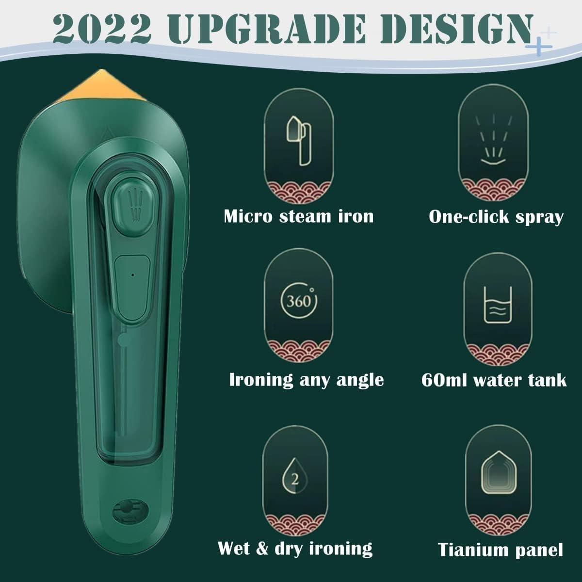 Micro Steam Iron Portable Mini Ironing Machine Handheld Household Steam Iron Mini Steam Handheld Fabric Garment Steamer 60 ml capacity Water Tank