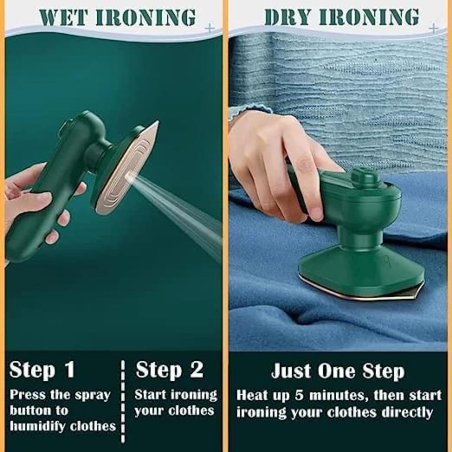 Micro Steam Iron Portable Mini Ironing Machine Handheld Household Steam Iron Mini Steam Handheld Fabric Garment Steamer 60 ml capacity Water Tank