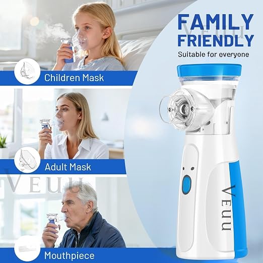 Portable Mesh Nebulizer (Silent, One-Touch Operation) | Travel-Friendly Ultrasonic Nebuliser for Adults & Kids